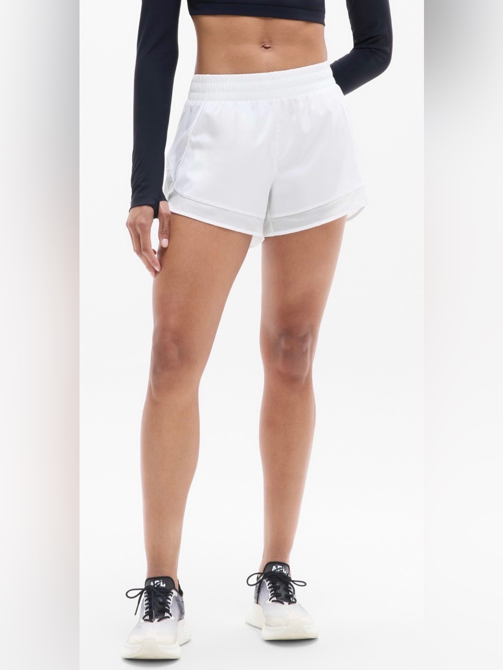 Athleta Mesh Racer 4” Short White